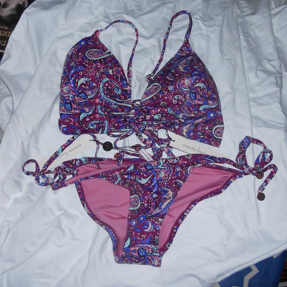 Nanette Lepore Swim Bikini Set Tie Paisley NWT